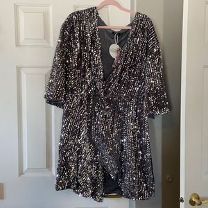 Low cut sequin mini dress